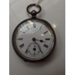 Silver cased fob watch, key wind