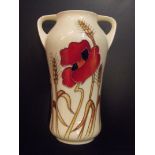 Moorcroft twin handled vase in the Harvest Poppy p