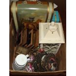 Assorted items to include a hand painted wine box,