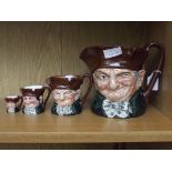 Four graduating Royal Doulton Old Charley characte