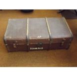 Vintage wooden bound travelling trunk