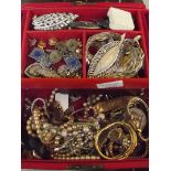 Box of vintage costume jewellery
