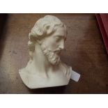 Parian ware bust in the form of Jesus, a/f