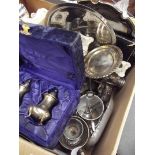 Assorted plated ware to include a cased salt and p