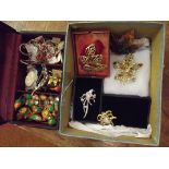 Collection of vintage costume jewellery, two boxes