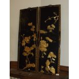 Pair of Oriental lacquer and overlaid wall panels