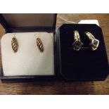 Two pairs of 9 carat gold earrings