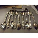 Part set of 9 late Victorian silver teaspoons and