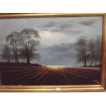 Framed oil on canvas, rural scene