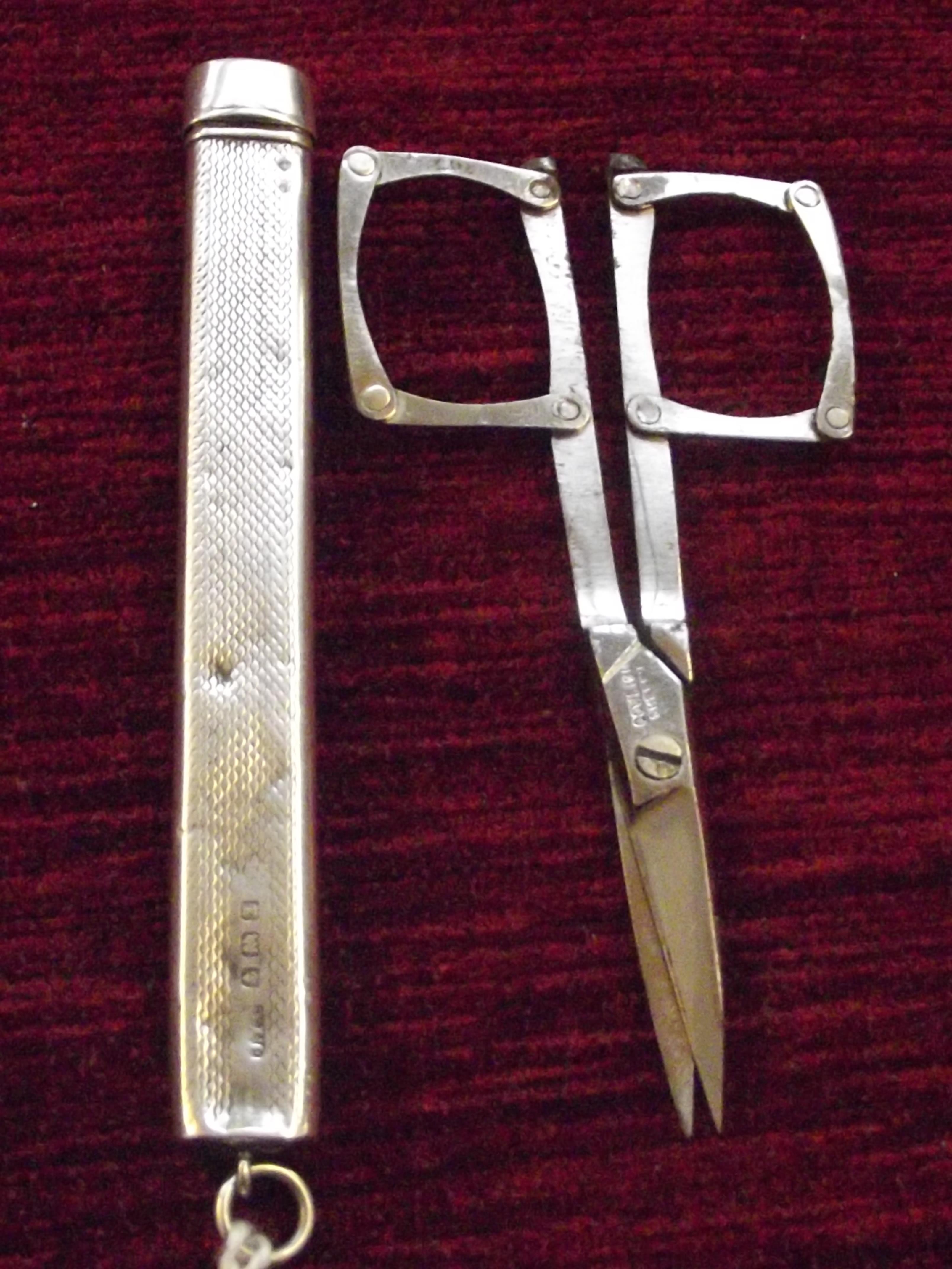 Silver case scissor holder