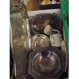 Box of plated ware and others