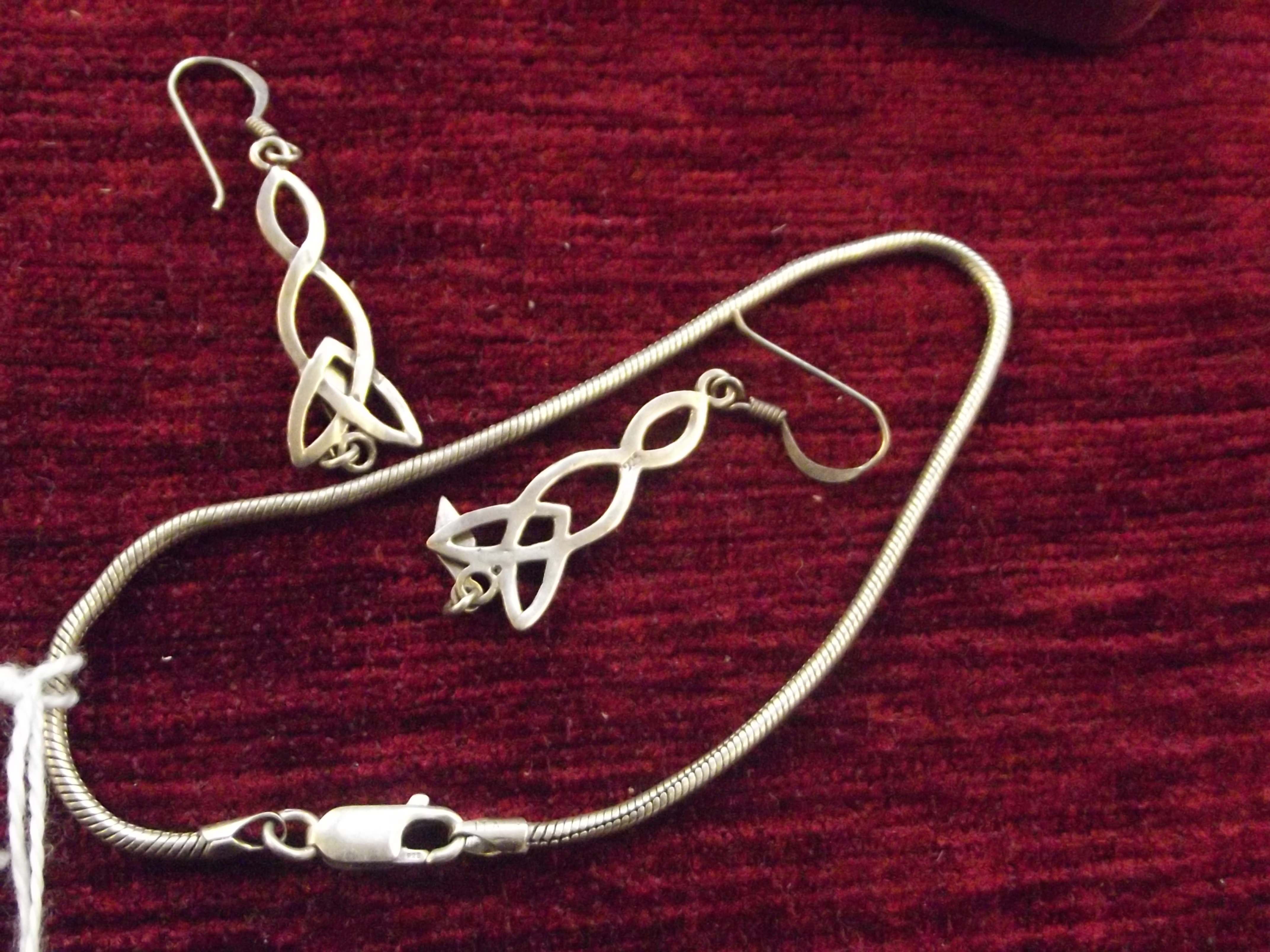 Silver earrings and bracelet