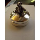 Silver stamped teddy bear pill box