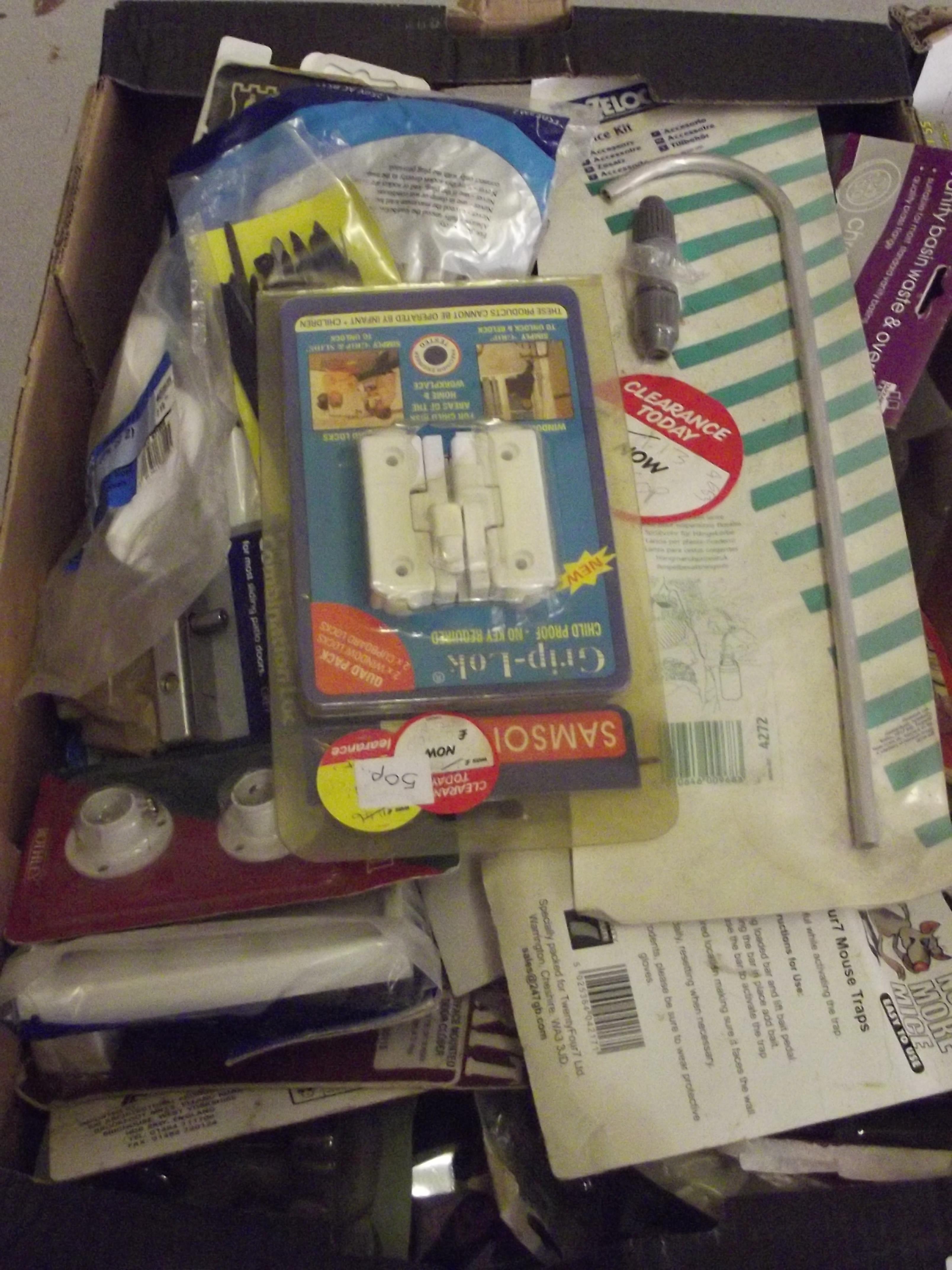 Large box of hardware items