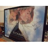 Large Titanic film poster signed Kate Winslet