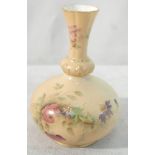 A Royal Worcester blush ivory vase with handpainted floral design