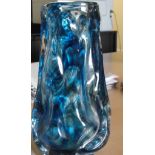 A Whitefriars knobbly vase with polished pontil and round lip in blues and greens (Wilson/Dyer