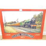 A large tin sign: 'LNER Flying Scotsman'