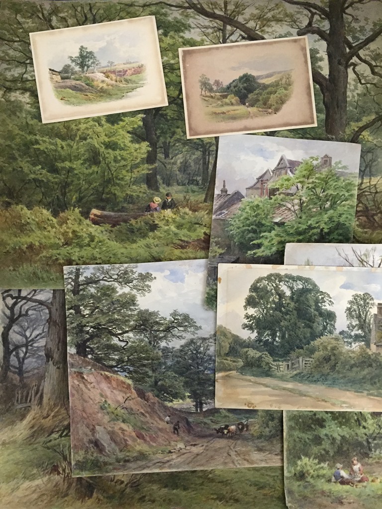 Frederick George Reynolds (1828-1921): Nine unframed watercolour studies, landscape subjects,