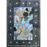 Indo Persian School (19th century): A gouache of silk of a traditional figural scene;