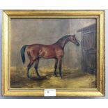 Frederica, Duchess of Mansfield (19th century):
A horse in a stable interior, oil on board,