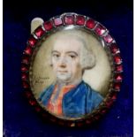 John Smart (1741-1811): A cased portrait miniature of a gentleman in blue jacket, signed 'J.