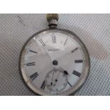 A HM silver Hogg & Shaw Waltham pocket watch with 17-jewel riverside movement