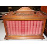 A Victorian set of Shakespeare books in a mahogany-framed cupboard