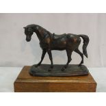 A late 19th century bronze figure of a saddled horse