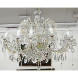 An impressive 12-branch crystal glass chandelier