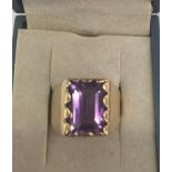 A gentleman's 9ct amethyst set ring