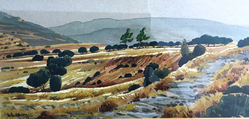John Warren (20th century): A watercolour, landscape,
