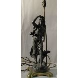 A spelter lampbase in the form of a figure