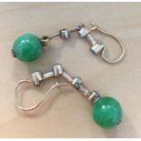 Jade and Diamond drop earrings,