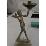 An Art Deco figure of a lady holding a globe