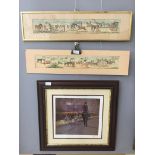 A pair of 18th/19th century panoramic hand coloured hunting scenes;