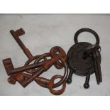 A cast-iron padlock and keys