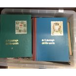 A large box of stamp albums & contents