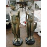 A pair of gilt plaster Art Deco figures of nudes,