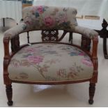 A Victorian tub/nursing chair with banded inlay