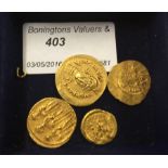 Four Byzantine gold coins