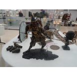 A bronze Japanese Samurai figure on base