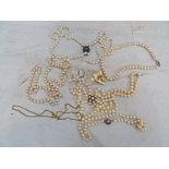 A quantity of pearl necklaces to inc a 9ct clasped example