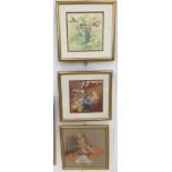 Three watercolour pictures,