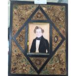 English School (19th century): A portrait miniature on ivory of a young gentleman,