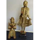 Two modern gilt wood temple figures