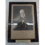 A Churchill signed photograph 1948 bearing plaque "The Right Honourable Sir Winston S Churchill,