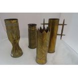 4 x WWI trench art shell cases