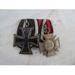 A WWI German iron cross & honour cross