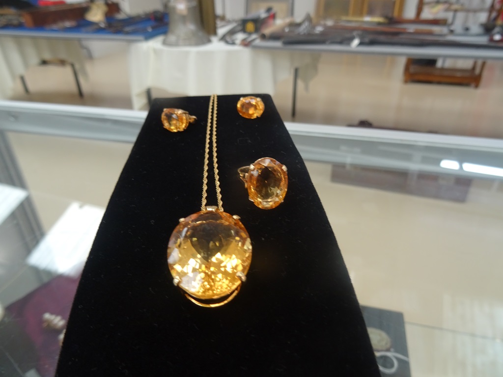 An 18ct gold pendant set with large citrine;